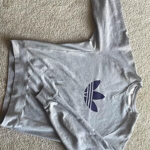 Adidas Gray Sweatshirt with Purple Logo